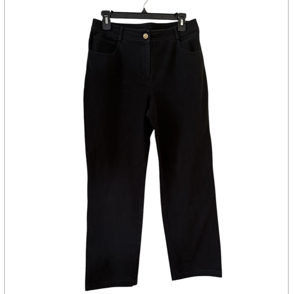 St. John Black Straight Leg Bootcut Women’s Black Denim Pants (Size 6)
